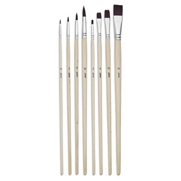 8 pinceaux - Plat - Rond - Acrylique et huile - Fibres synthétiques - Manche long - Pébéo