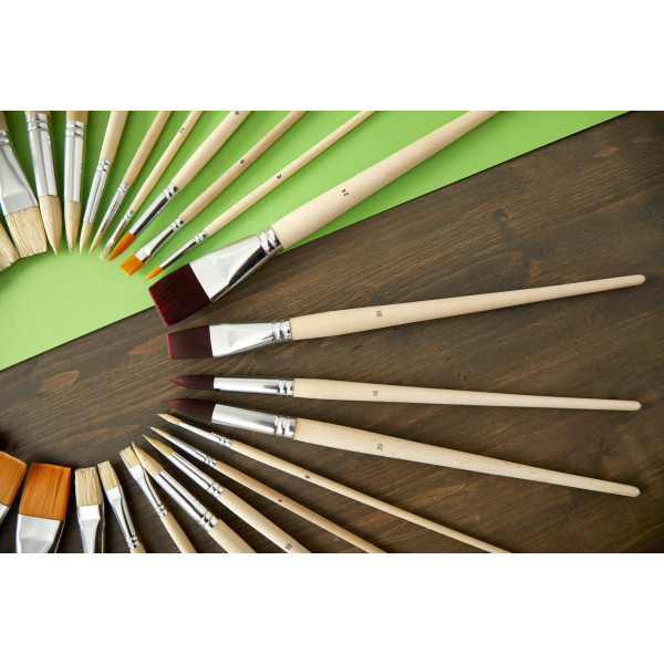 4 pinceaux - Plat - Rond - Acrylique et huile - Fibres synthétiques - Manche long - Pébéo