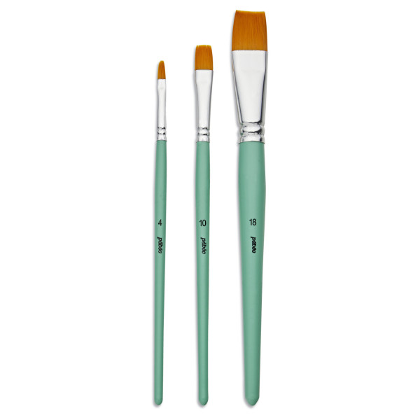 Lot De 4 Pinceaux Plats En Nylon Professionnels - Peinture Acrylique Aquarelle Huile - Tailles 2/4/6/8 Cm