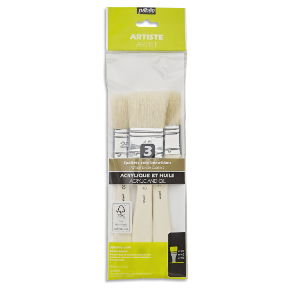3 spalters - Plat - Acrylique et huile - Fibres soie beau-blanc - N°25 - N°40 - N°50 - Pébéo