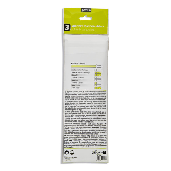 3 spalters - Plat - Acrylique et huile - Fibres soie beau-blanc - N°25 - N°40 - N°50 - Pébéo