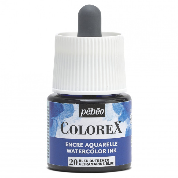 photo-Encre aquarelle - Bleu outremer - Pébéo - Colorex - Flacon de 45 ml