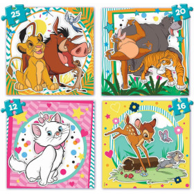Mallette de 4 puzzles - Disney - Le roi lion - Bambi - Livre de la jungle - Dès 4 ans
