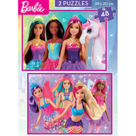 Puzzle - Barbie - 2 modèles de 48 pièces - 28x20cm - Educa