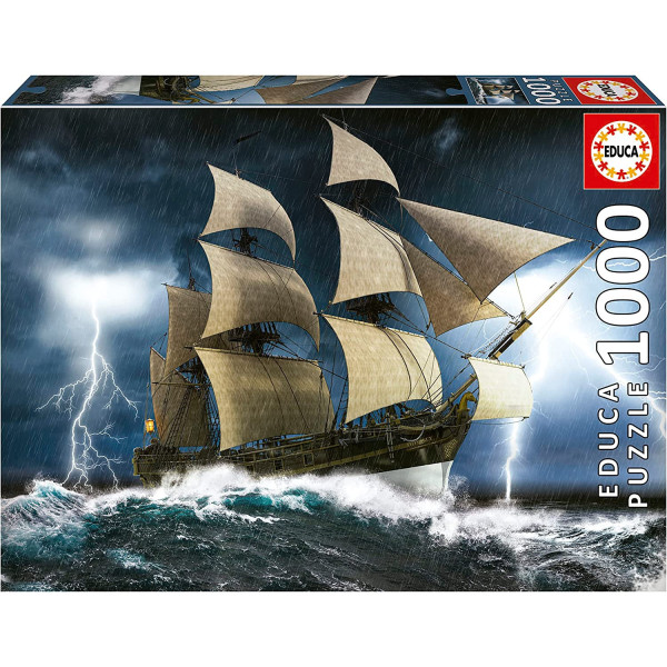 photo-Puzzle - Tempête de mer - Bateau - Caravelle - 1000 pièces - 68x48cm - Educa