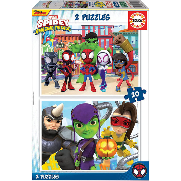 photo-Puzzle - Spiderman - Spidey et ses amis - 2 modèles de 20 pièces - Enfant dès 4 ans