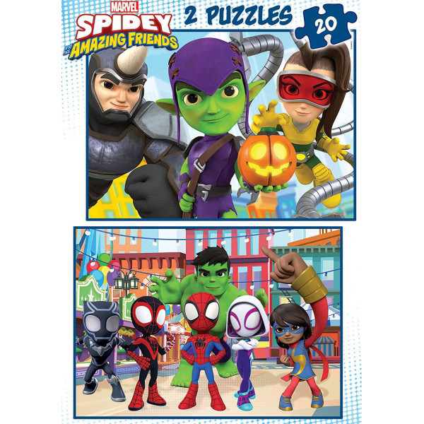 Puzzle - Spiderman - Spidey et ses amis - 2 modèles de 20 pièces - Enfant dès 4 ans