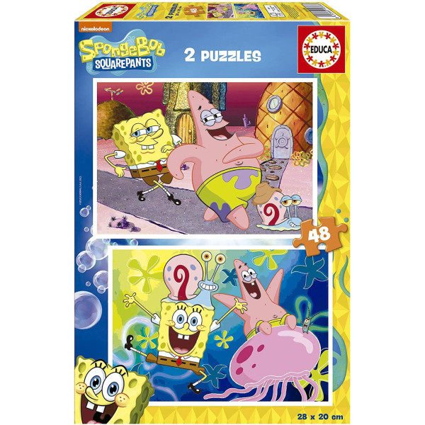 photo-Puzzle - Bob l'éponge - 2 modèles de 48 pièces - Enfant dès 5 ans