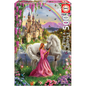 photo-Puzzle - Licorne - Fée - Princesse - Château - 500 pièces - 34x48cm - Educa
