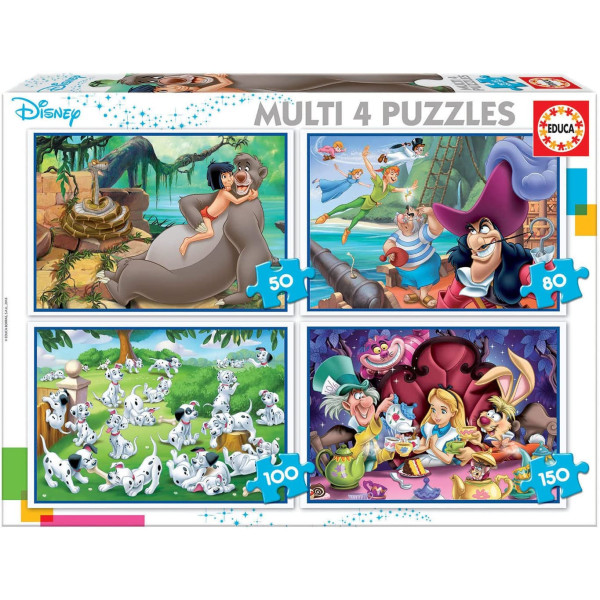 photo-4 puzzles - Disney - Peter Pan - 101 dalmatiens - Alice - Le livre de la jungle