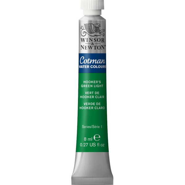 Tube de peinture aquarelle fine - Vert Hooker Clair - Cotman - Winsor & Newton - 8ml