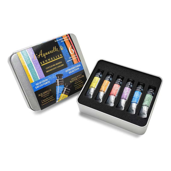 Peinture aquarelle - Extra-fine - Couleurs irisées - Sennelier - L'Aquarelle - 6 tubes 10ml