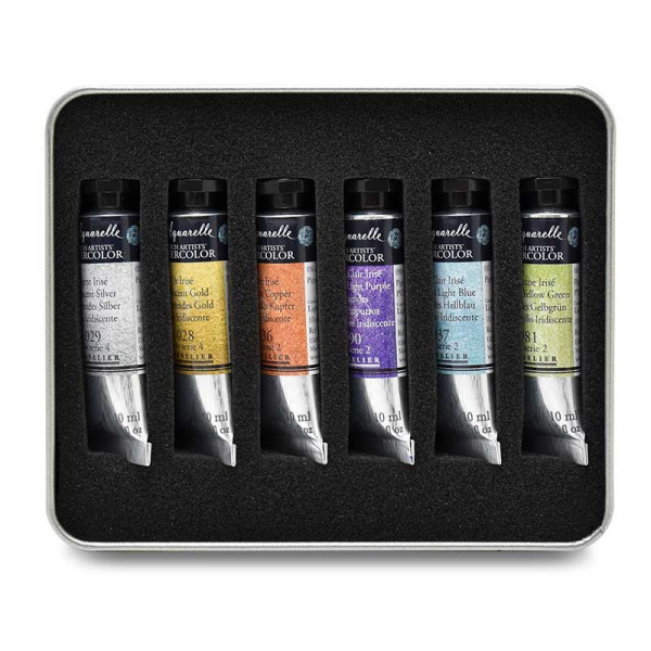 Peinture aquarelle - Extra-fine - Couleurs irisées - Sennelier - L'Aquarelle - 6 tubes 10ml