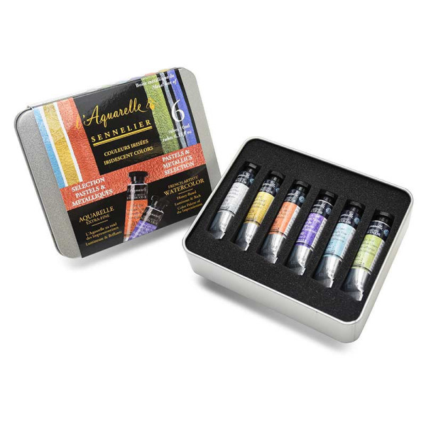 Peinture aquarelle - Extra-fine - Couleurs irisées - Sennelier - L'Aquarelle - 6 tubes 10ml