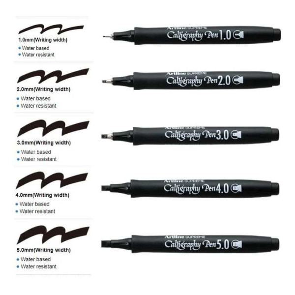 Feutre - Noir - Calligraphie - Pointe fine de 2mm - Artline - Calligraphy Pen