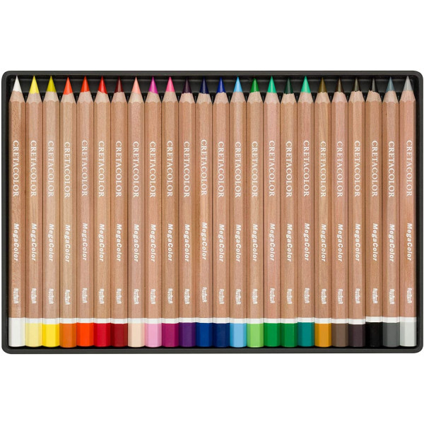 24 crayons de couleur - Beaux-arts - Boîte métal - Cretacolor - Mega Color