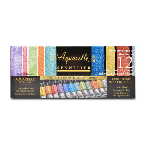 photo-Peinture aquarelle - Extra-fine - Couleurs irisées - Sennelier - L'Aquarelle - 12 tubes 10ml