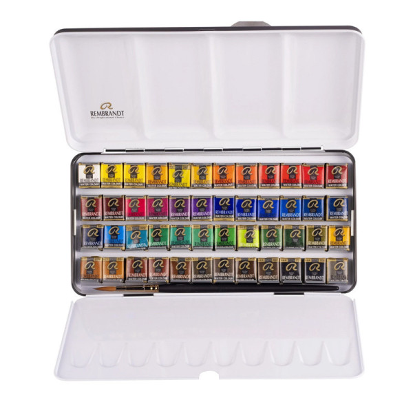 Peinture aquarelle - Extra fine - Rembrandt - Boîte de 48 godets + pinceau