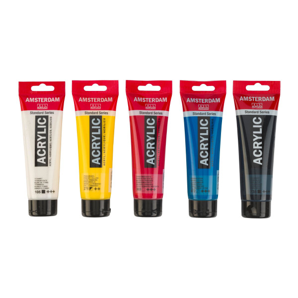 Peinture acrylique - Amsterdam - 5 tubes - Couleurs primaires - 5 x 120ml