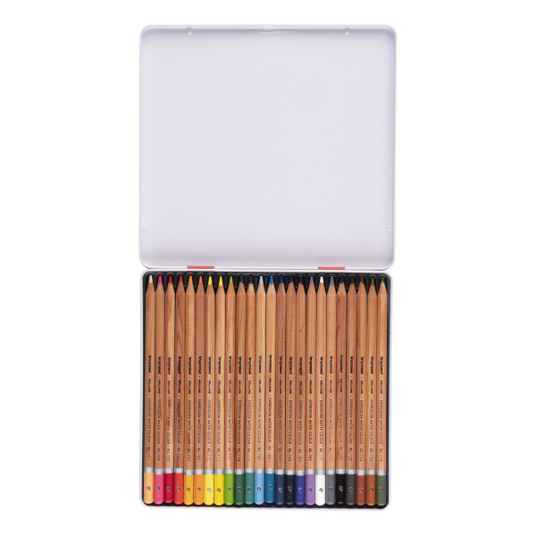 24 crayons de couleur - Aquarelle - Boîte métal - Assortiment couleur - Bruynzeel