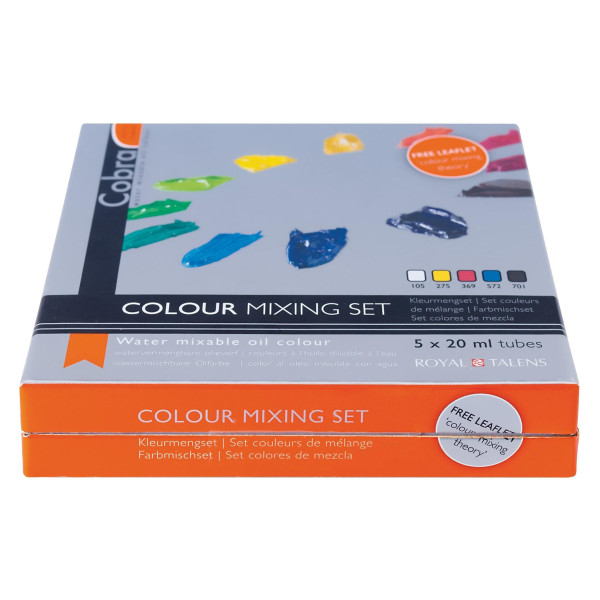 5 tubes de peinture à l'huile - Couleurs primaires - Diluable à l'eau - Cobra