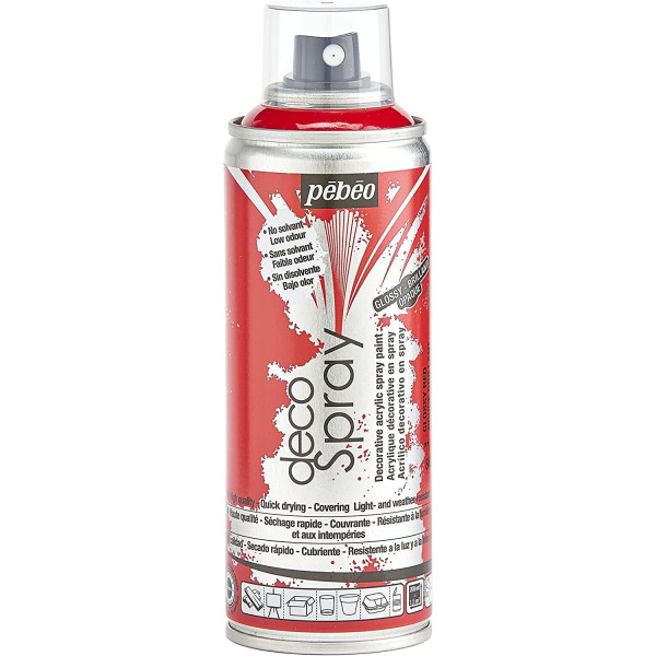 photo-Bombe de peinture - Rouge brillant - Pébéo - DecoSpray - 200ml - Tous supports