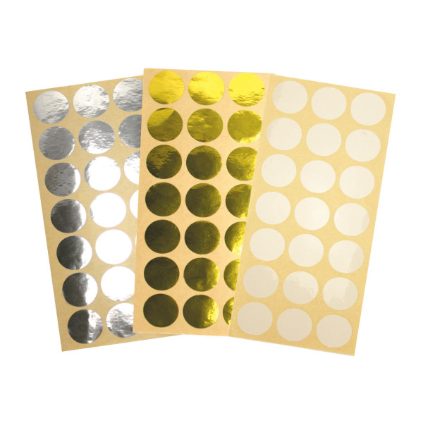 photo-Gommettes - Ronde - Argent - Or - Transparent - 2,5 cm diamètre - CTOP