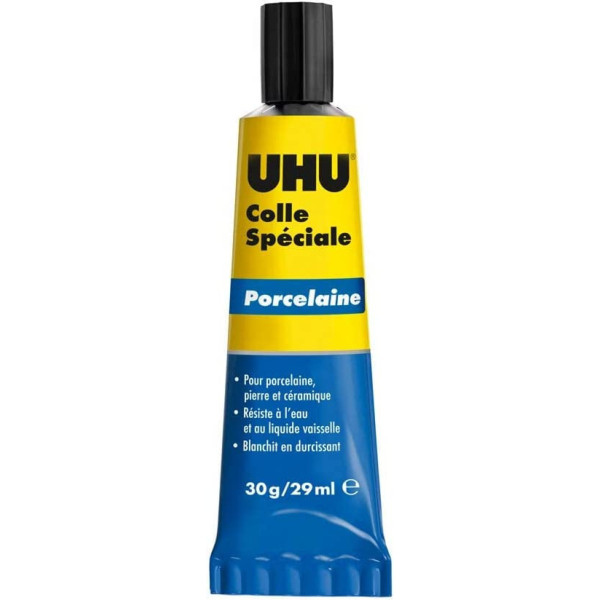 Colle pour objet en porcelaine, céramique et pierre - Transparente - UHU - Tube de 30g