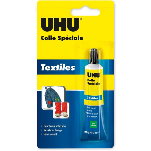 Colle pour textiles et tissus - Ourlets, trous et déchirures - UHU - Tube de 20g