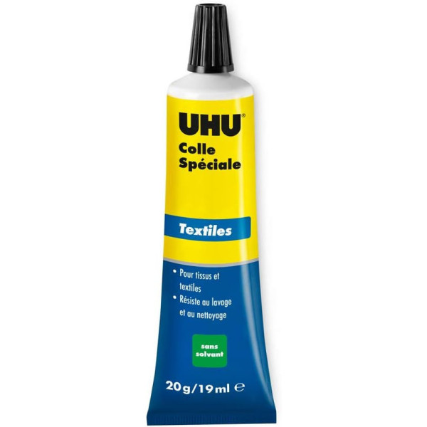 Colle pour textiles et tissus - Ourlets, trous et déchirures - UHU - Tube de 20g