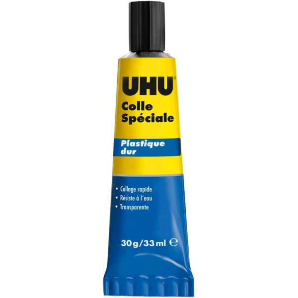 Colle spéciale plastique dur - PVC - Plexiglas - Transparente - UHU - Tube de 30g