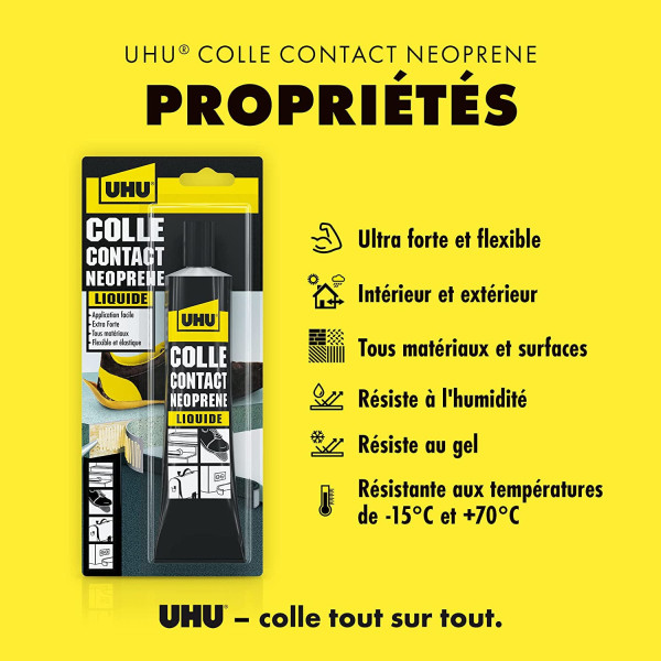Colle néoprène liquide - Super forte - Transparente - UHU - Tube de 120g
