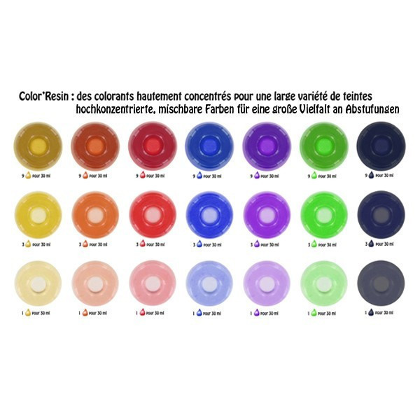 Colorant pour résine d'époxy - 6 couleurs - Cléopâtre - Color'Resin - 6x15g