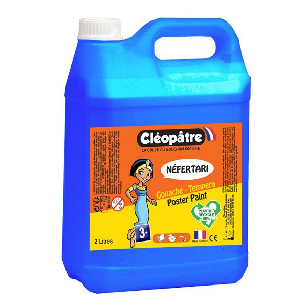 photo-Peinture gouache - Bleu primaire - Cyan - Cléopâtre - Néfertari - Bidon de 5L