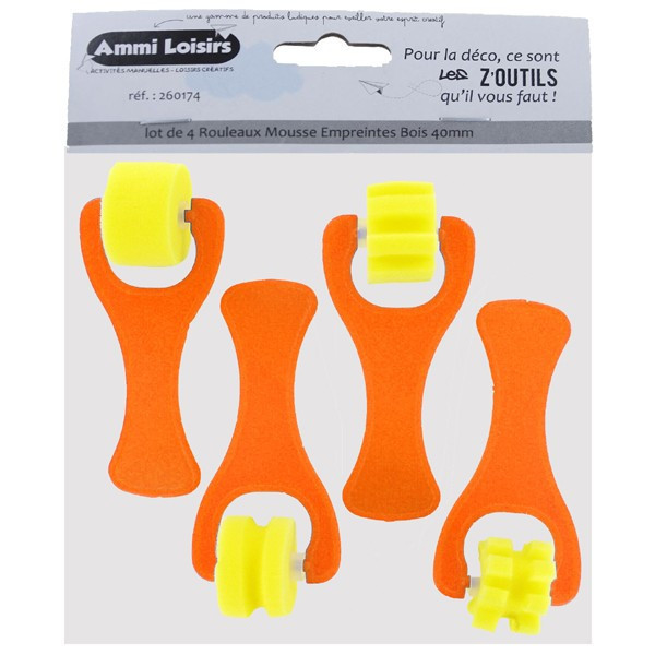 4 rouleaux en mousse - Plusieurs formes - Pour peinture - Enfant - Cléopâtre