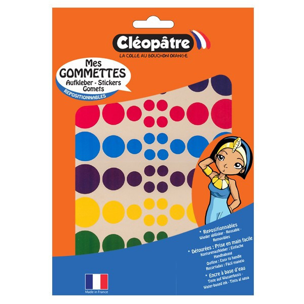 Gommettes - Enfant - Rondes - Différentes couleurs et tailles - Cléopâtre