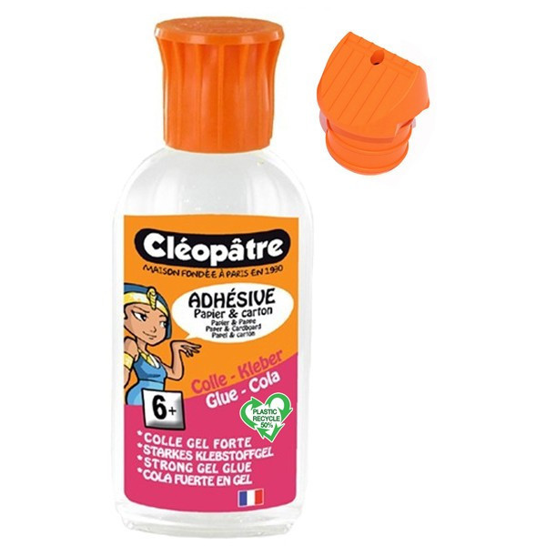 Colle adhésive - Transparente - Cléopâtre - Adhésive - Flacon de 55g avec embout