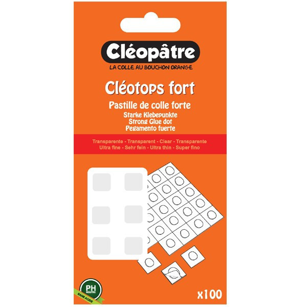 Pastilles adhésives - Transparent - Colle forte - Cléopâtre - Cléotops fort
