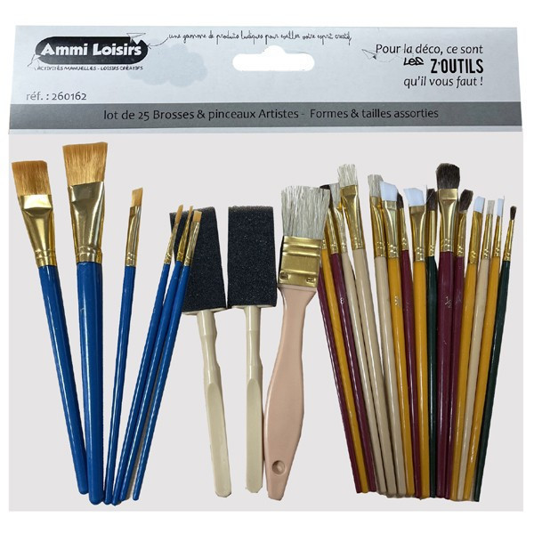 25 pinceaux - Acrylique et gouache - Brosse - Ronds - Plats - Cléopâtre