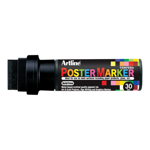 Marqueur - Noir - Tous supports - Pointe carré 30mm - PosterMarker Tempera