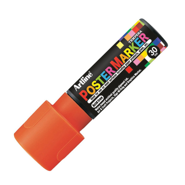 photo-Marqueur - Orange fluo - Tous supports - Pointe carré 30mm - PosterMarker Tempera