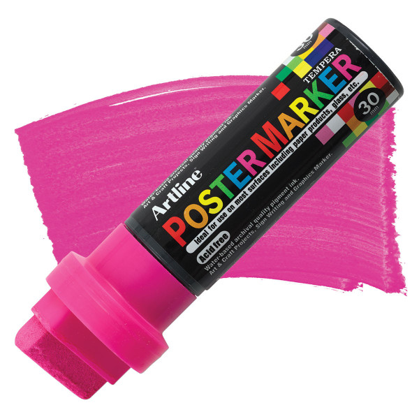 Marqueur - Rose - Tous supports - Pointe carré 30mm - PosterMarker Tempera