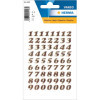 photo-Chiffres - Stickers - Autocollant - 8mm diamètre - Doré - 0 à 9 - 1 planche