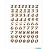 Chiffres - Stickers - Autocollant - 8mm diamètre - Doré - 0 à 9 - 1 planche