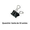 Boîte de 12 pinces à clips - 51mm - Noir - Métal