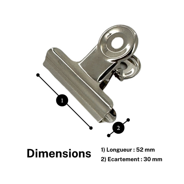 Pinces à dessin - Métal - Chrome - Largeur 52mm - Boîte de 40 pièces
