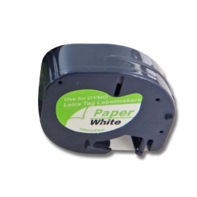Ruban Compatible Pour Dymo Letratag 12Mmx4M Papier Noir Sur Blanc | Artmania