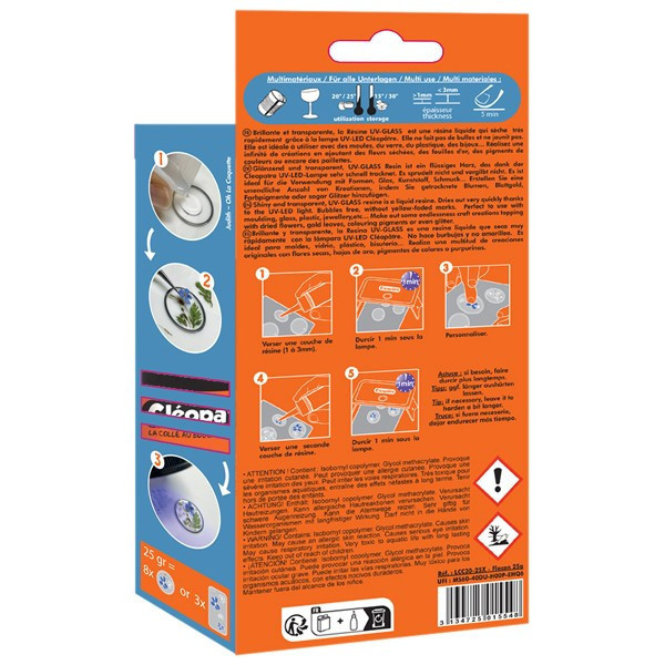 Flacon de résine - Prêt à l'emploi - Transparente - UV-LED - Flacon 25g - Cléopâtre