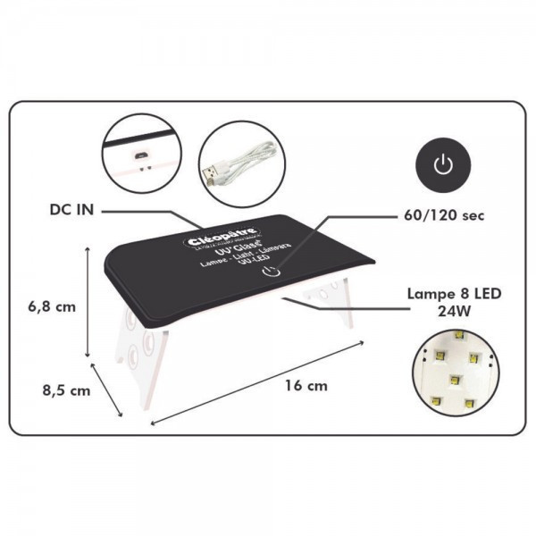 Lampe UV LED - Pour faire durcir la résine - Cléopâtre - UV'Glass - 24W