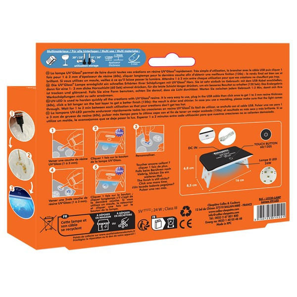 Lampe UV LED - Pour faire durcir la résine - Cléopâtre - UV'Glass - 24W